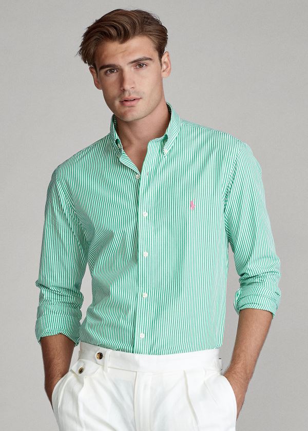 Camisa Polo Ralph Lauren Hombre Verdes / Blancos - Classic Fit Striped - PIBWC7652